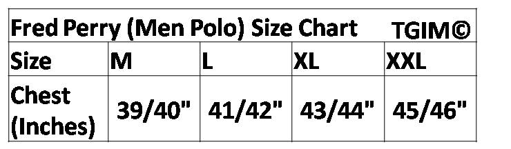 Fred Perry Polo Size Chart